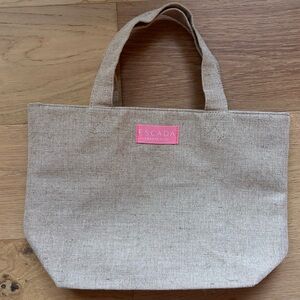 ESCADA Pink Lined Jute Summer Tote 🌸